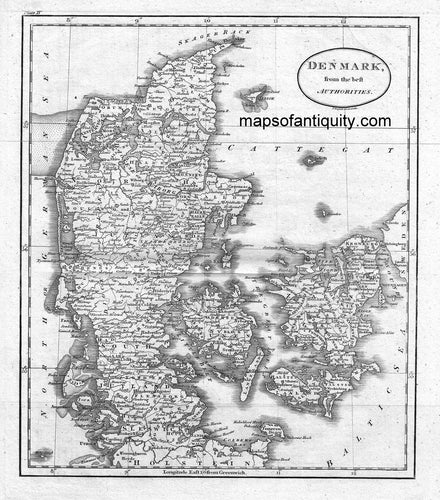 Black-and-White-Antique-Map-Denmark-from-the-best-Authorities-Europe-Scandinavia-1799-Russell-Maps-Of-Antiquity
