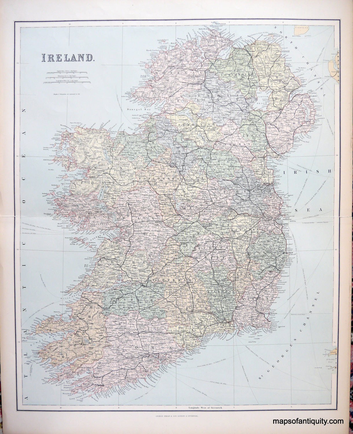 printed-color-Antique-Map-Ireland.-******-Europe-Ireland-1890-Philip-Maps-Of-Antiquity