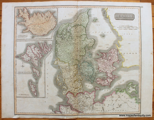 Antique-Map-Denmark-Iceland-Faroe-Islands-Maps-of-Antiquity-1814-thomson-1810s-1800s-19th-century
