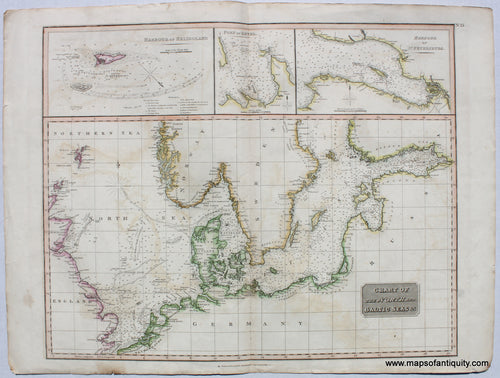 Antique-Hand-Colored-Map-Chart-of-the-North-and-Baltic-Seas-&-c.--Europe-Scandinavia-1817-Thomson-Maps-Of-Antiquity