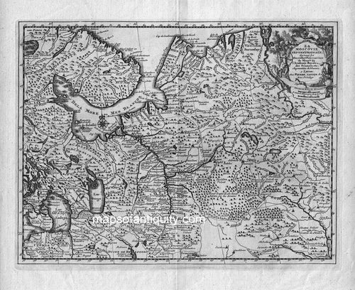 Antique-Black-&-White-Map-La-Moscovie-Septentrionale/Northern-Muscovy-Europe-Russia-1714-Vander-Aa-Maps-Of-Antiquity