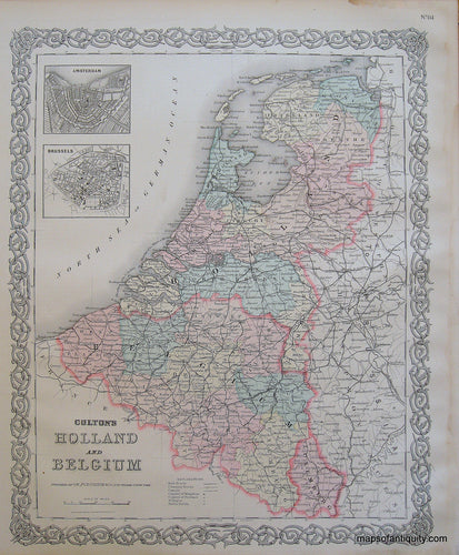 Antique-Hand-Colored-Map-Colton's-Holland-and-Belgium-Holland-Belgium-1887-Colton-Maps-Of-Antiquity