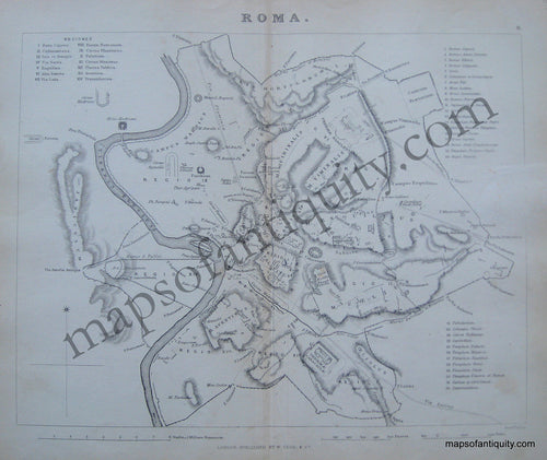 Black-and-White-Antique-Map-Ancient-Rome---Roma-Ancient-World-Rome-1840-Findlay-Maps-Of-Antiquity