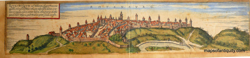 Antique-Hand-Colored-Map-Rotenburgum-ad-Tuburam-Elegans-Franconiae-Oppidum****-Europe-Germany-1580-Braun-&-Hogenberg-Maps-Of-Antiquity