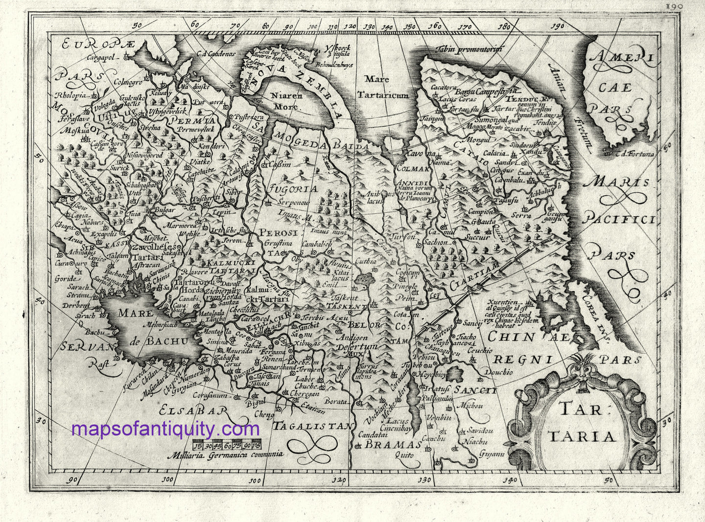 Black-&-White-Engraved-Antique-Map-Tartaria-Europe-Russia-1632-Mercator-Maps-Of-Antiquity
