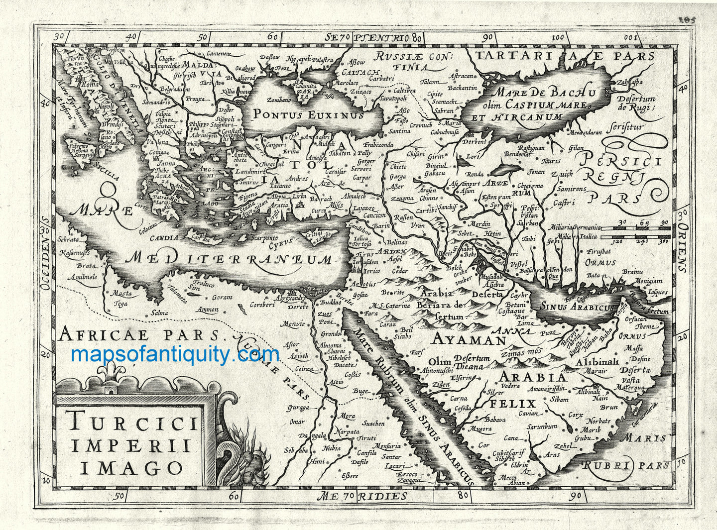 Black-&-White-Engraved-Antique-Map-Turcici-Imperii-Imago-******-Europe-Turkey-1632-Mercator-Maps-Of-Antiquity