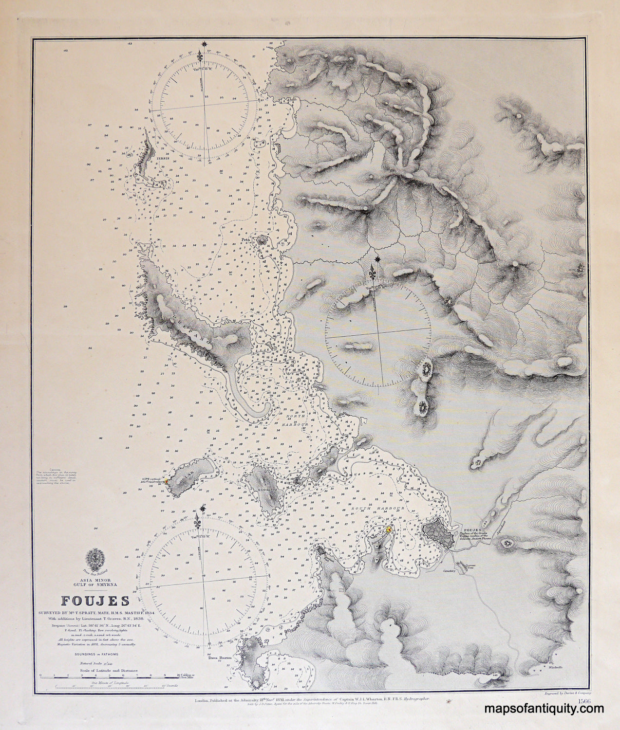 Antique-Nautical-Chart-Foujes-Europe-Turkey-1891-British-Admiralty-Maps-Of-Antiquity