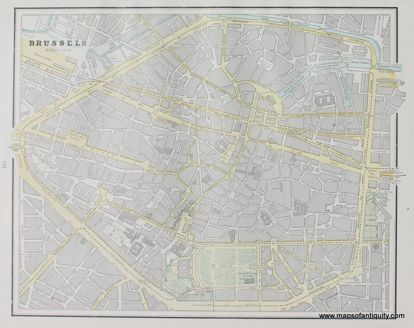 Printed-Color-Antique-Map-Brussels-and-Berlin-Europe-Belgium-c.-1900-Cram-Maps-Of-Antiquity