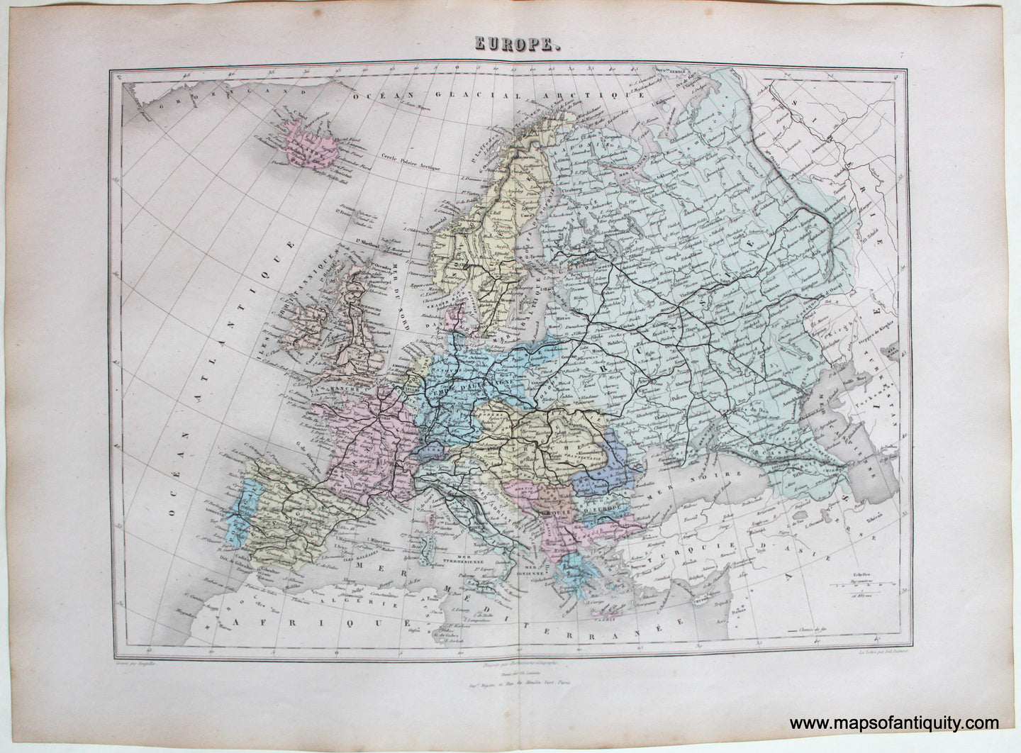 Antique-Hand-Colored-Map-1884-Migeon-Europe.-**********-
