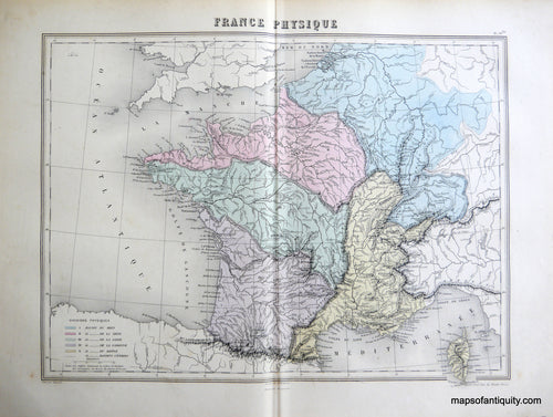 Antique-Hand-Colored-Map-France-Physique-Europe-France-1884-Migeon-Maps-Of-Antiquity