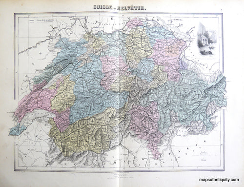 Antique-Hand-Colored-Map-Suisse-ou-Helvetie.-Europe-Switzerland-1884-Migeon-Maps-Of-Antiquity