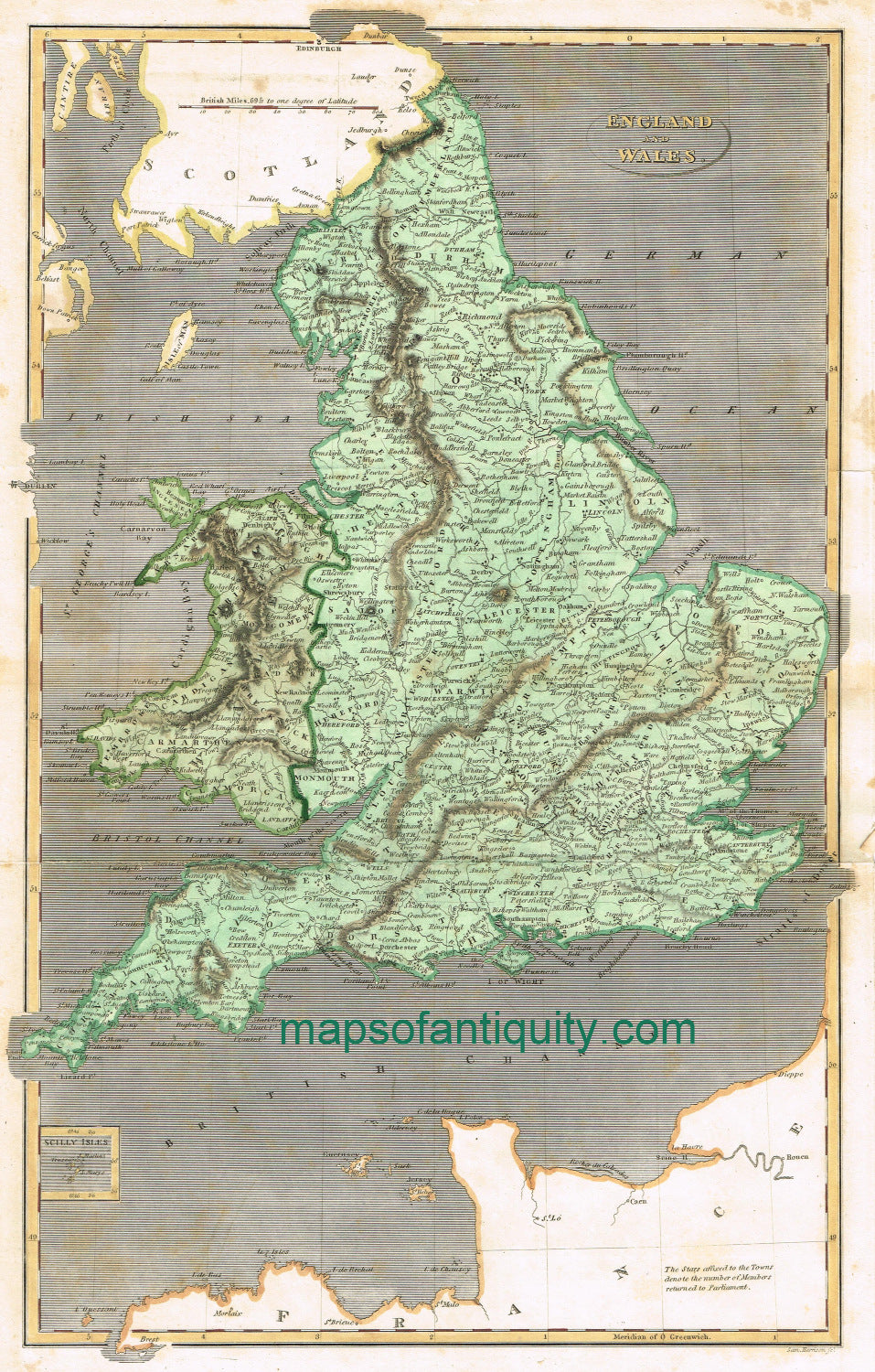 Antique-Hand-Colored-Map-England-and-Wales.-Europe-United-Kingdom-c.-1790-Harrison-Maps-Of-Antiquity