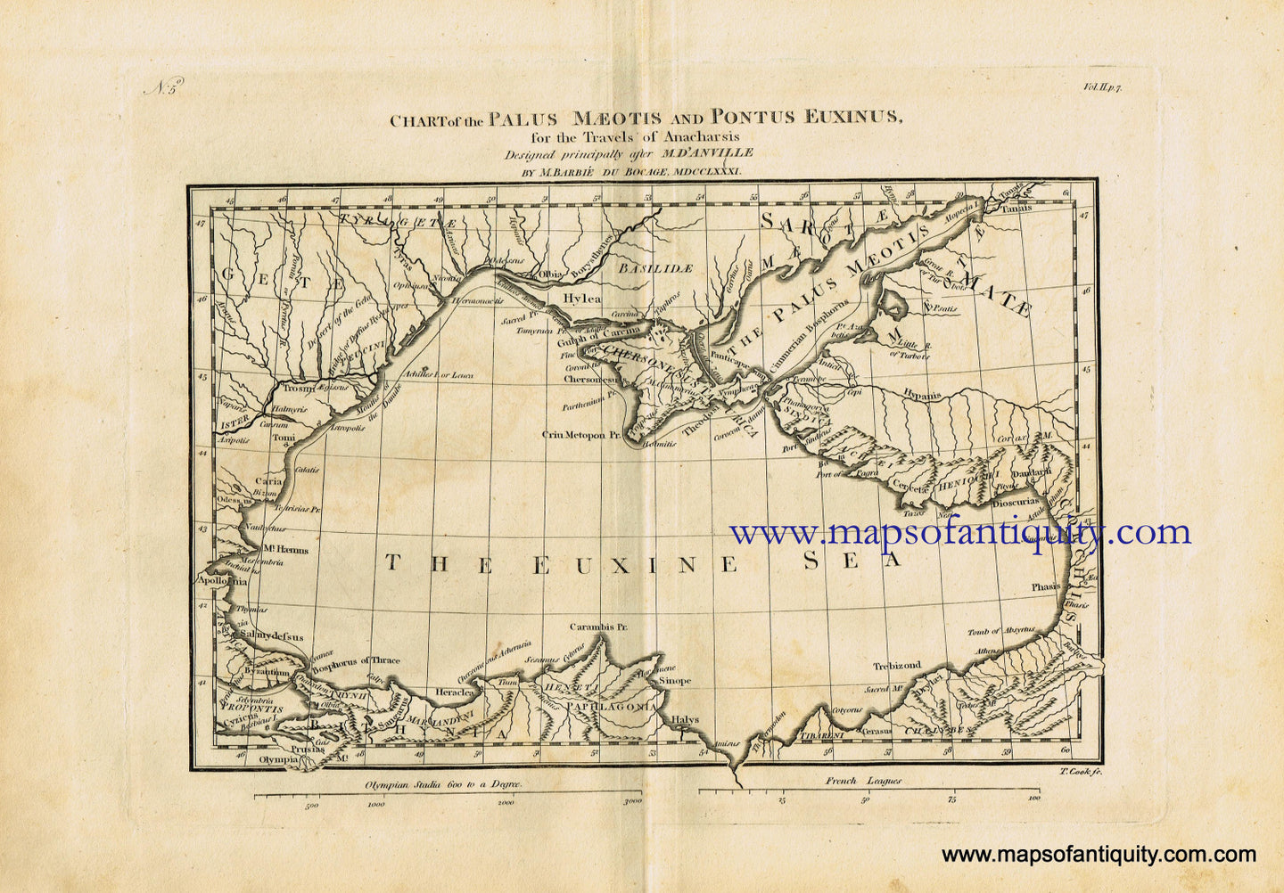 Antique-Black-and-White-Map-Chart-of-the-Palus-Maeotis-and-Pontus-Euxinus-Greece-Europe-Greece-1791-Barbie-du-Bocage-Maps-Of-Antiquity