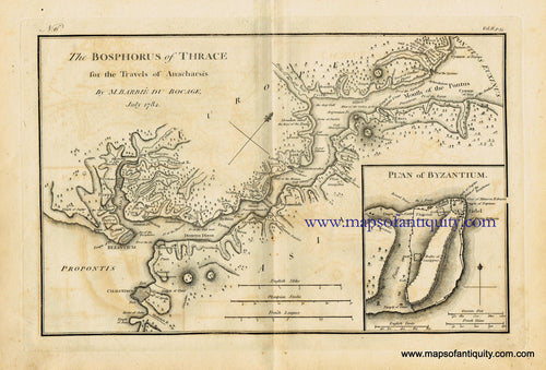 Antique-Black-and-White-Map-The-Bosphorus-of-Thrace-Greece-Europe-Greece-1791-Barbie-du-Bocage-Maps-Of-Antiquity