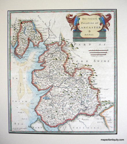 Antique-Hand-Colored-Map-Lancaster-England-United-Kingdom-England-1695-or-1722-Morden-Maps-Of-Antiquity
