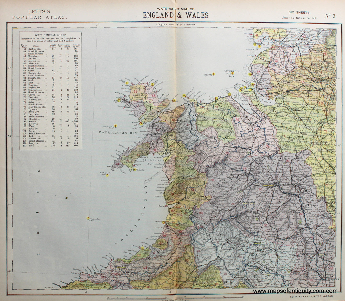 printed-color-Antique-Map-Watershed-Map-of-England-and-Wales-Sheet-Three-of-Six-Europe-England-1883-Letts-Maps-Of-Antiquity