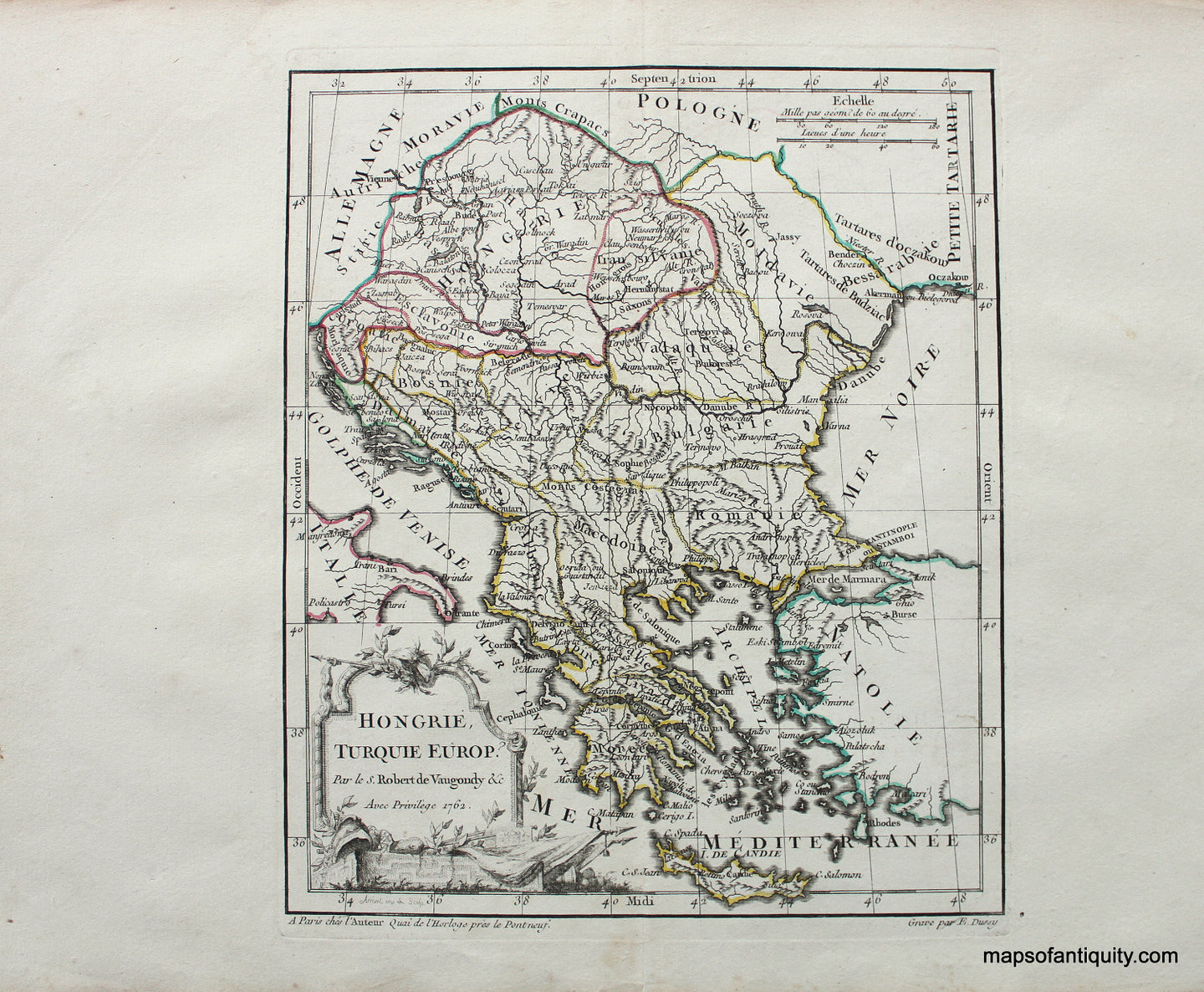Antique-Hand-Colored-Map-Hungary-and-Turkey-in-Europe-Europe-Hungary-1762-Robert-de-Vaugondy-Maps-Of-Antiquity