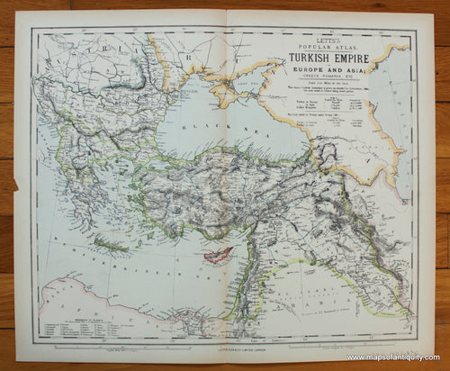 printed-color-Antique-Map-Turkish-Empire-in-Europe-and-Asia-Greece-Romania-etc.-Europe-Turkey-1883-Letts-Maps-Of-Antiquity