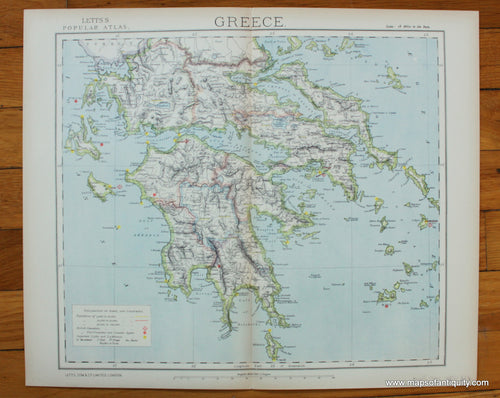 printed-color-Antique-Map-Greece-Europe-Greece-1883-Letts-Maps-Of-Antiquity