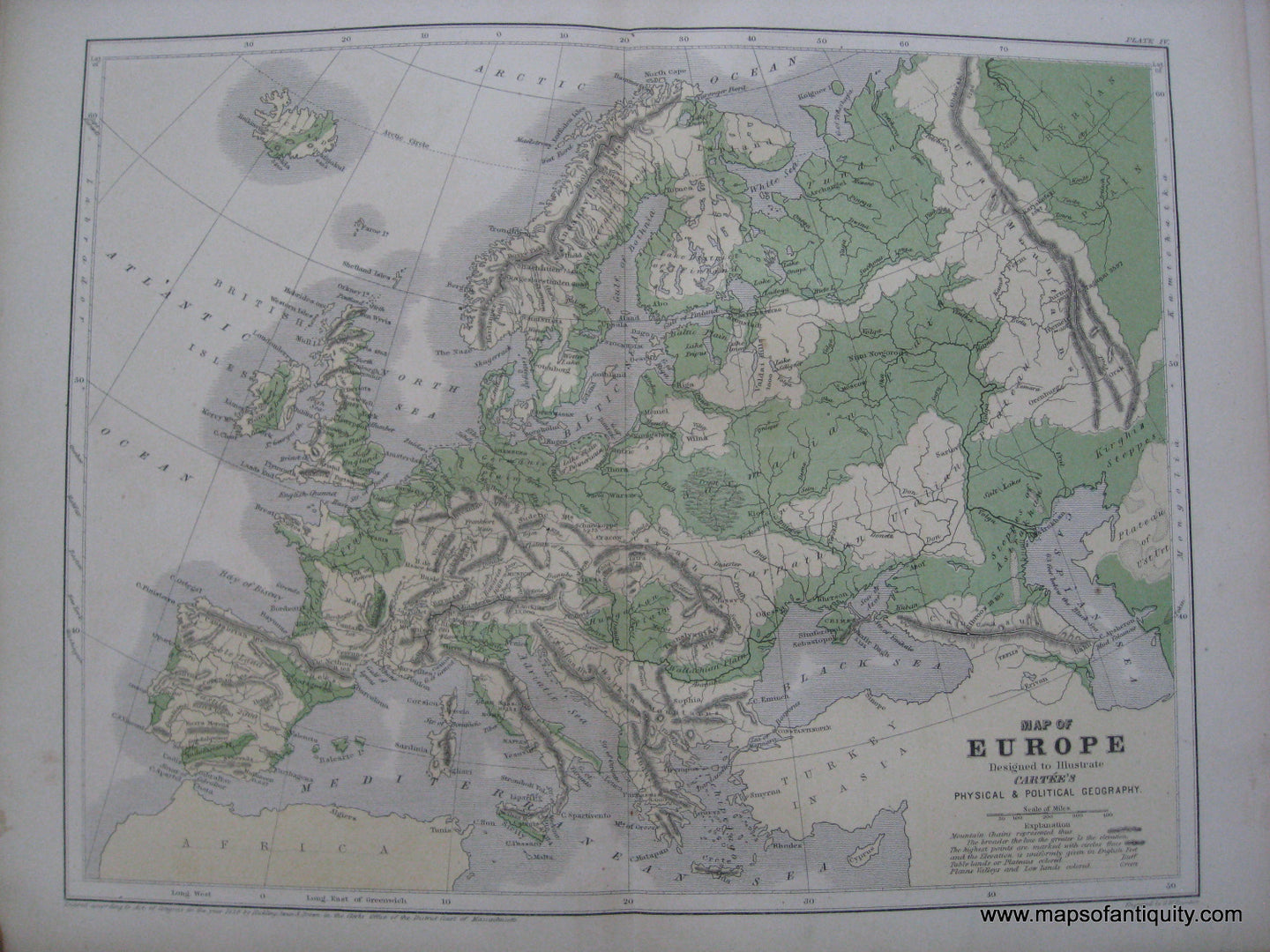 Antique-Hand-Colored-Map-Map-of-Europe-Europe-Europe-General-1856-Cartee-Maps-Of-Antiquity