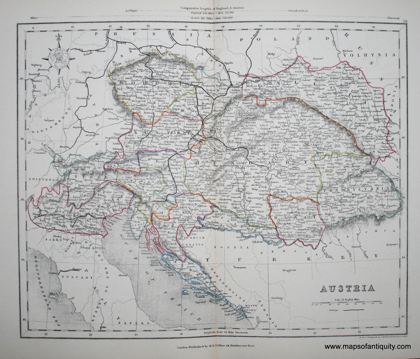Antique-Hand-Colored-Map-Austria-Europe-Austria-c.-1850-Appleton-Maps-Of-Antiquity