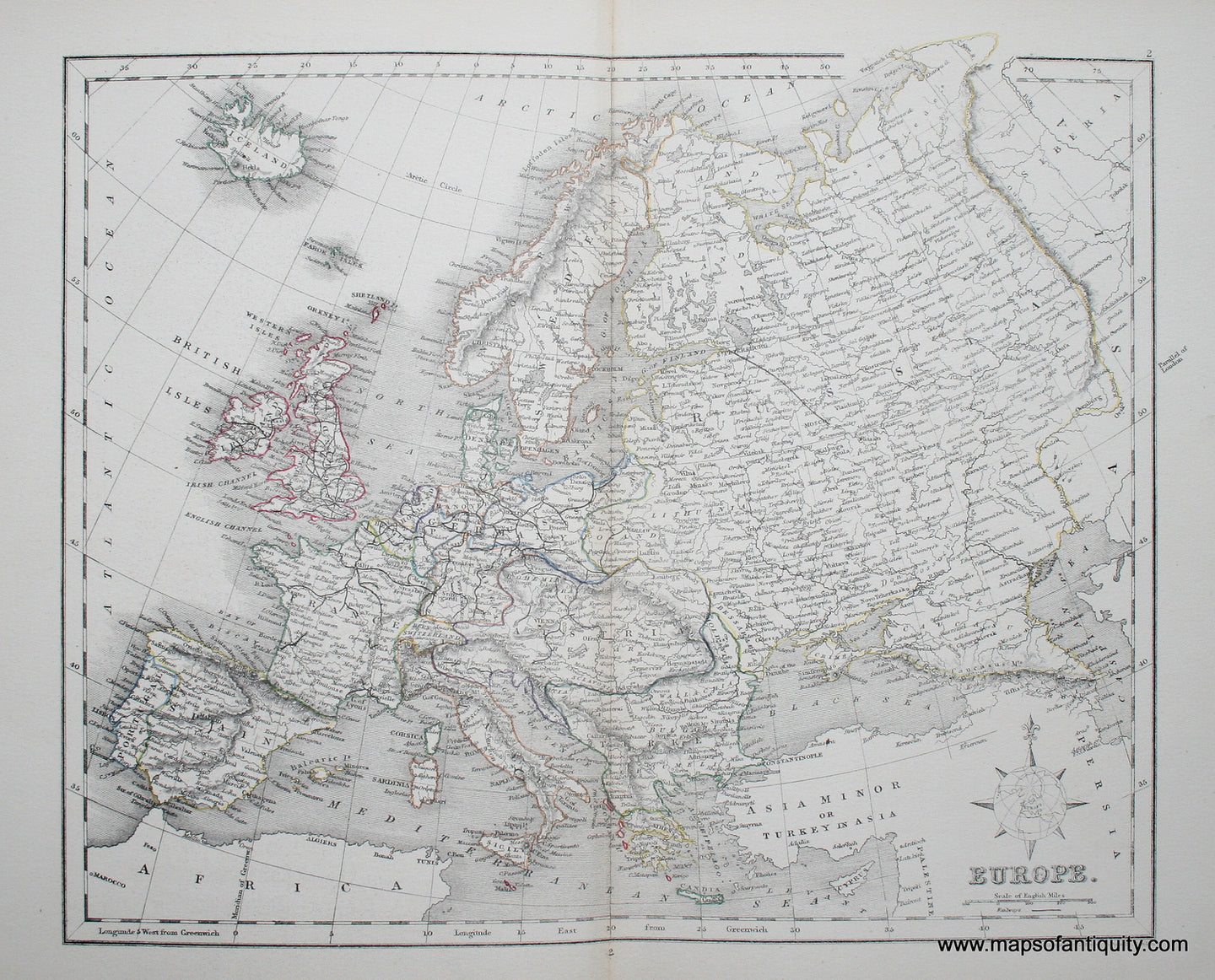 Antique-Hand-Colored-Map-Europe-Europe--c.-1850-Appleton-Maps-Of-Antiquity