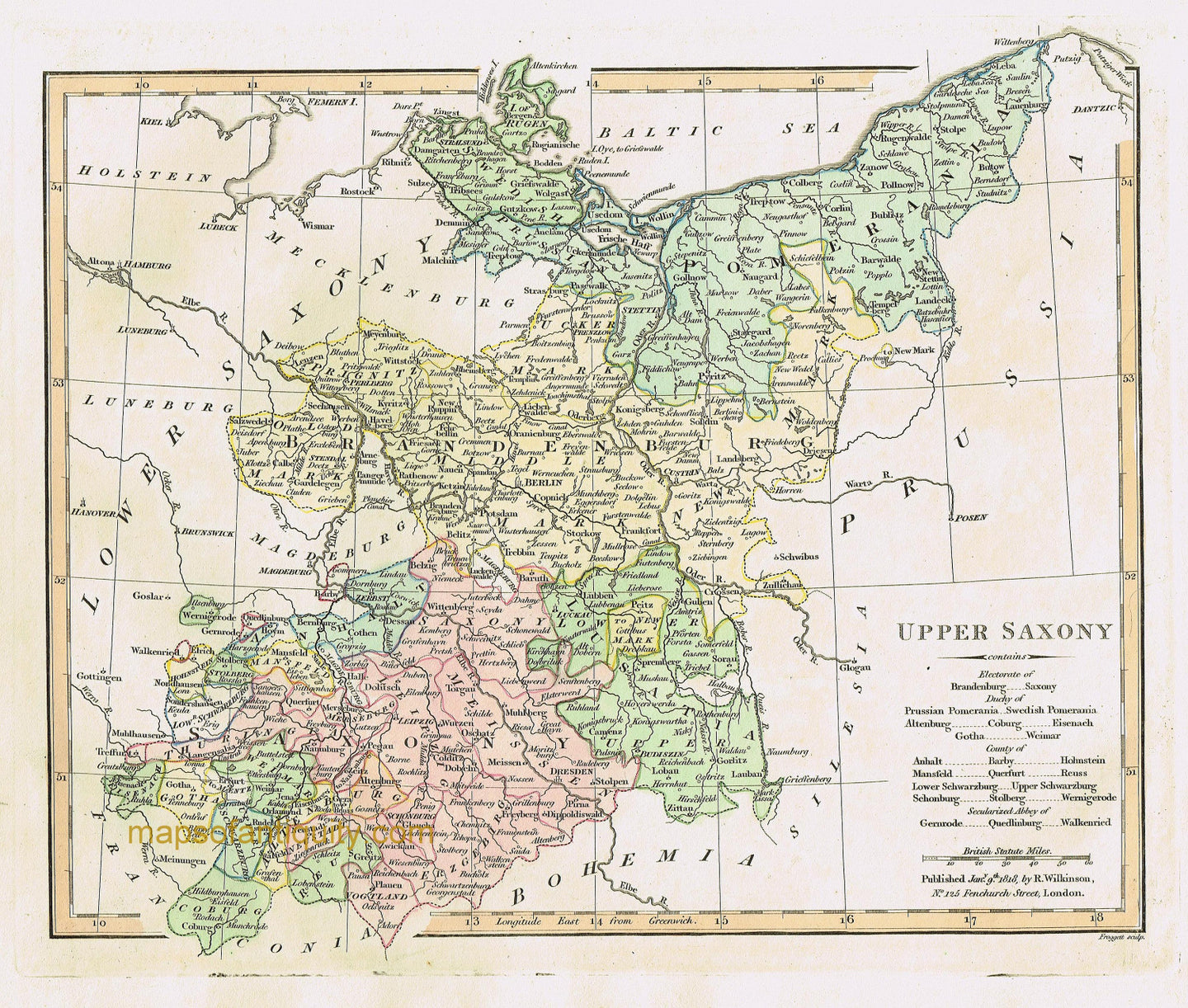 Antique-Hand-Colored-Map-Upper-Saxony-now-parts-of-Germany-and-Poland-Europe-Germany-1827-Wilkinson-Maps-Of-Antiquity