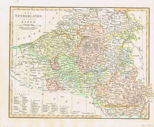 Antique-Hand-Colored-Map-The-Netherlands-including-Liege-Europe-The-Netherlands-1827-Wilkinson-Maps-Of-Antiquity