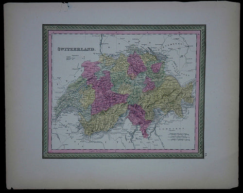 Antique-Hand-Colored-Map-Switzerland.-Europe-Switzerland-1851-Mitchell-Maps-Of-Antiquity