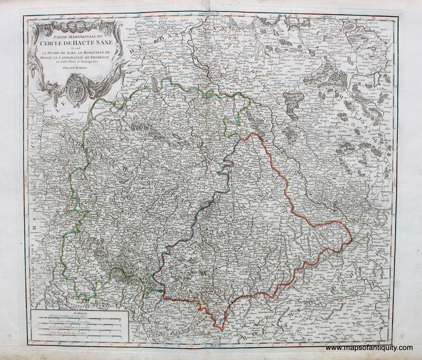 Antique-Hand-Colored-Map-Partie-Meridionale-Du-Cercle-de-Haute-Saxe-Germany-Europe-Germany-1751-Robert-de-Vaugondy-Maps-Of-Antiquity