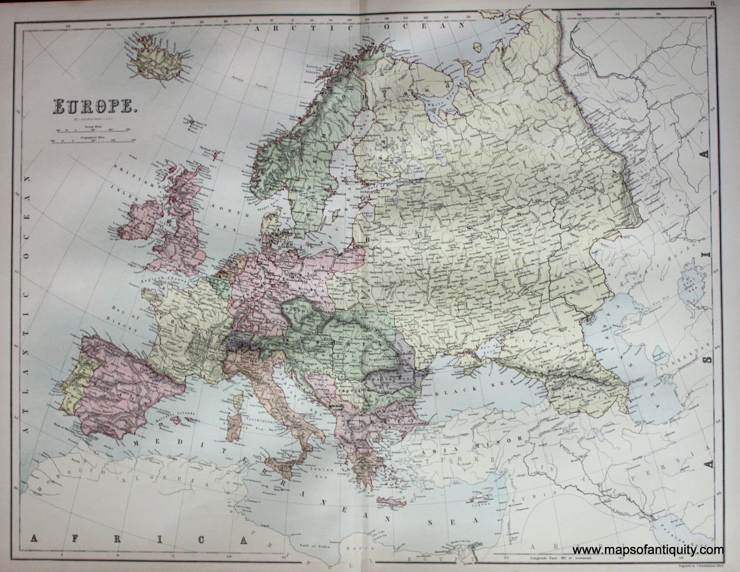 Antique-printed-color-Map-Europe-Europe--1879-Black-Maps-Of-Antiquity