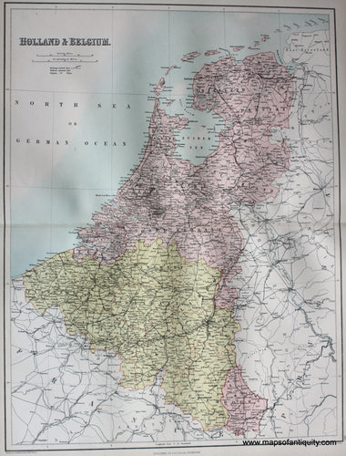 Antique-printed-color-Map-Holland-&-Belgium-Europe-Holland-Belgium-1879-Black-Maps-Of-Antiquity