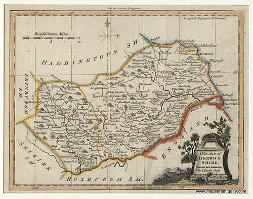 Antique-Hand-Colored-Map-A-New-map-of-Berwickshire.-From-the-best-Authorities-by-T.-Kitchin-Geography.-Europe-United-Kingdom-1772-Kitchin-Maps-Of-Antiquity