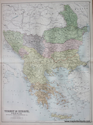 Antique-printed-color-Map-Turkey-in-Europe-Greece-Romania-Servia-Montenegro-&c.-Europe-Turkey-Greece-1879-Black-Maps-Of-Antiquity
