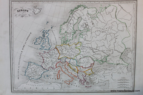 Antique-Hand-Colored-Map-Europe-Ancienne-Europe--1846-M.-Malte-Brun-Maps-Of-Antiquity