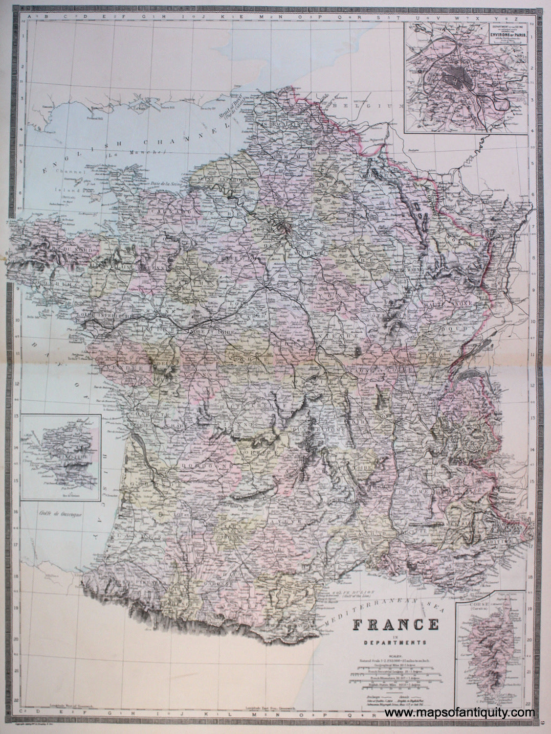Antique-Hand-Colored-Map-France-in-Departments-Europe-France-1887-Bradley-Maps-Of-Antiquity