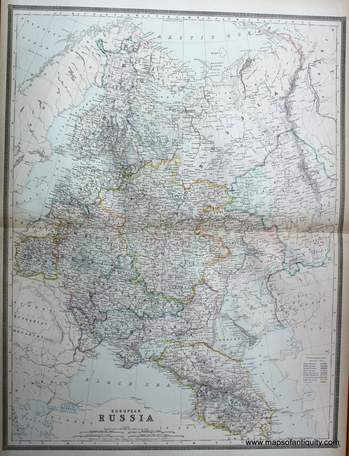 Antique-Hand-Colored-Map-European-Russia-Europe-Russia-1887-Bradley-Maps-Of-Antiquity