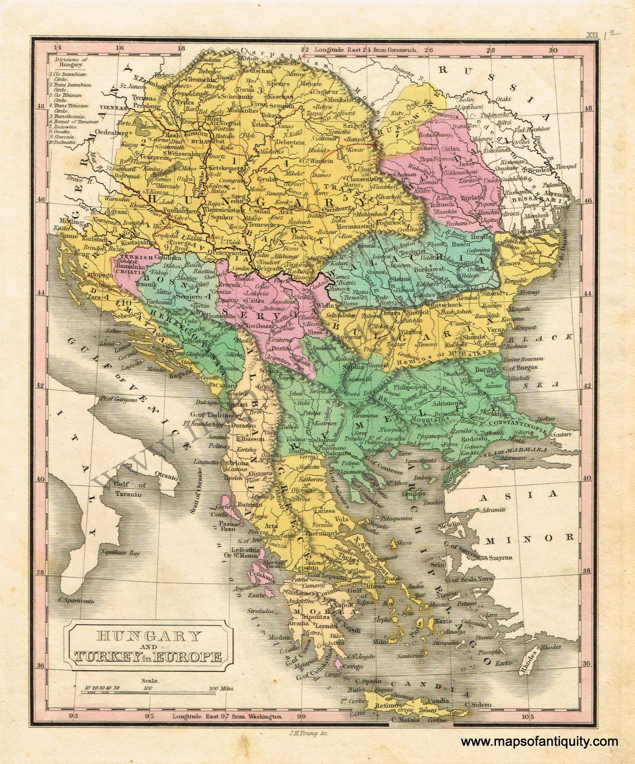 Antique-Hand-Colored-Map-Hungary-and-Turkey-in-Europe.-Europe-Turkey-1828-Malte-Brun-Maps-Of-Antiquity