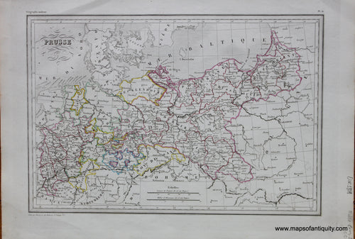 Antique-Hand-Colored-Map-Prusse-Europe-Prussia-1846-M.-Malte-Brun-Maps-Of-Antiquity