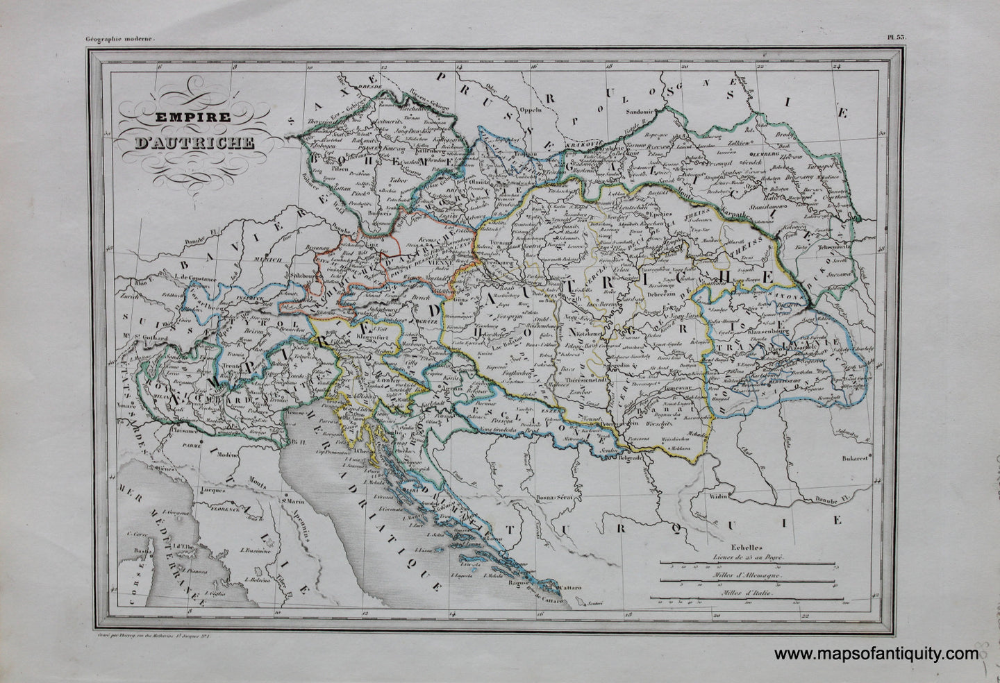 Antique-Hand-Colored-Map-Empire-D'Autriche-Europe-Europe-General-1846-M.-Malte-Brun-Maps-Of-Antiquity
