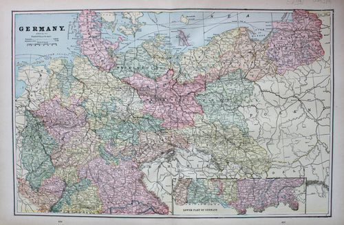 Antique-Printed-Color-Map-Germany-verso:-Spain-&-Portugal-and-City-of-Berlin-Europe-Germany-Spain-&-Portugal-1894-Cram-Maps-Of-Antiquity