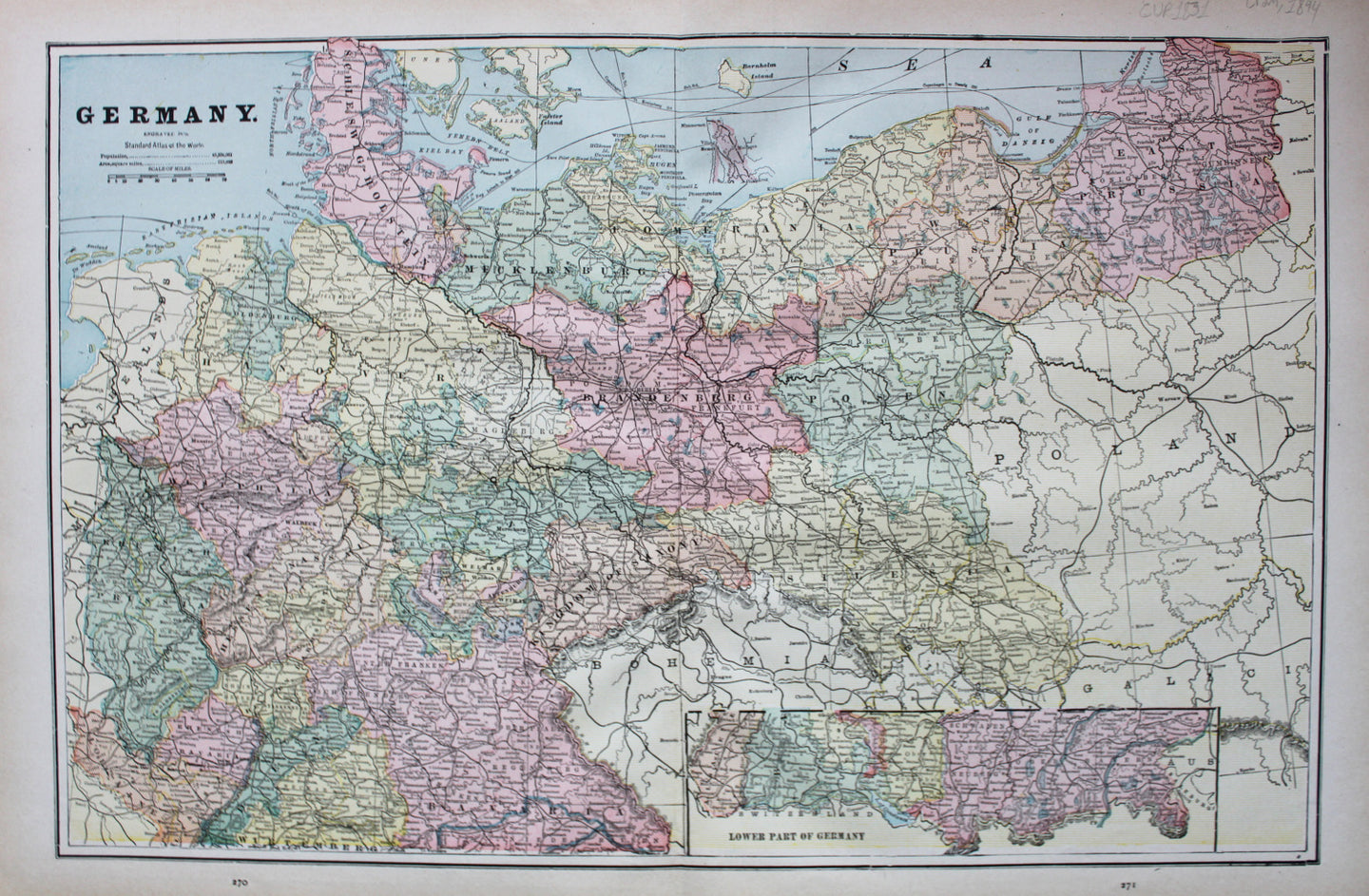 Antique-Printed-Color-Map-Germany-verso:-Spain-&-Portugal-and-City-of-Berlin-Europe-Germany-Spain-&-Portugal-1894-Cram-Maps-Of-Antiquity