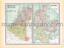 Load image into Gallery viewer, 1894 - Denmark, verso: Holland and Belgium and Denmark, Switzerland - Antique Map
