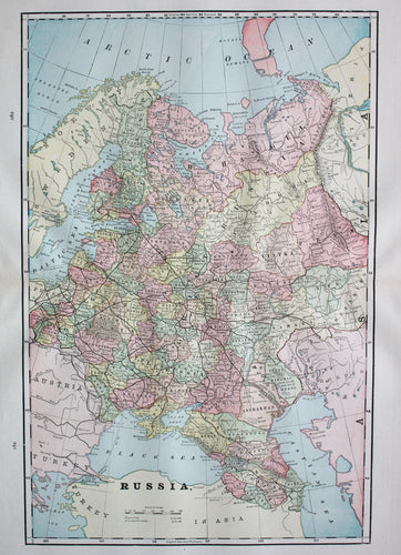 Antique-Printed-Color-Map-Russia-verso:-Rome-(Italy)-St.-Petersburg-(Russia)-Europe-Russia-1894-Cram-Maps-Of-Antiquity