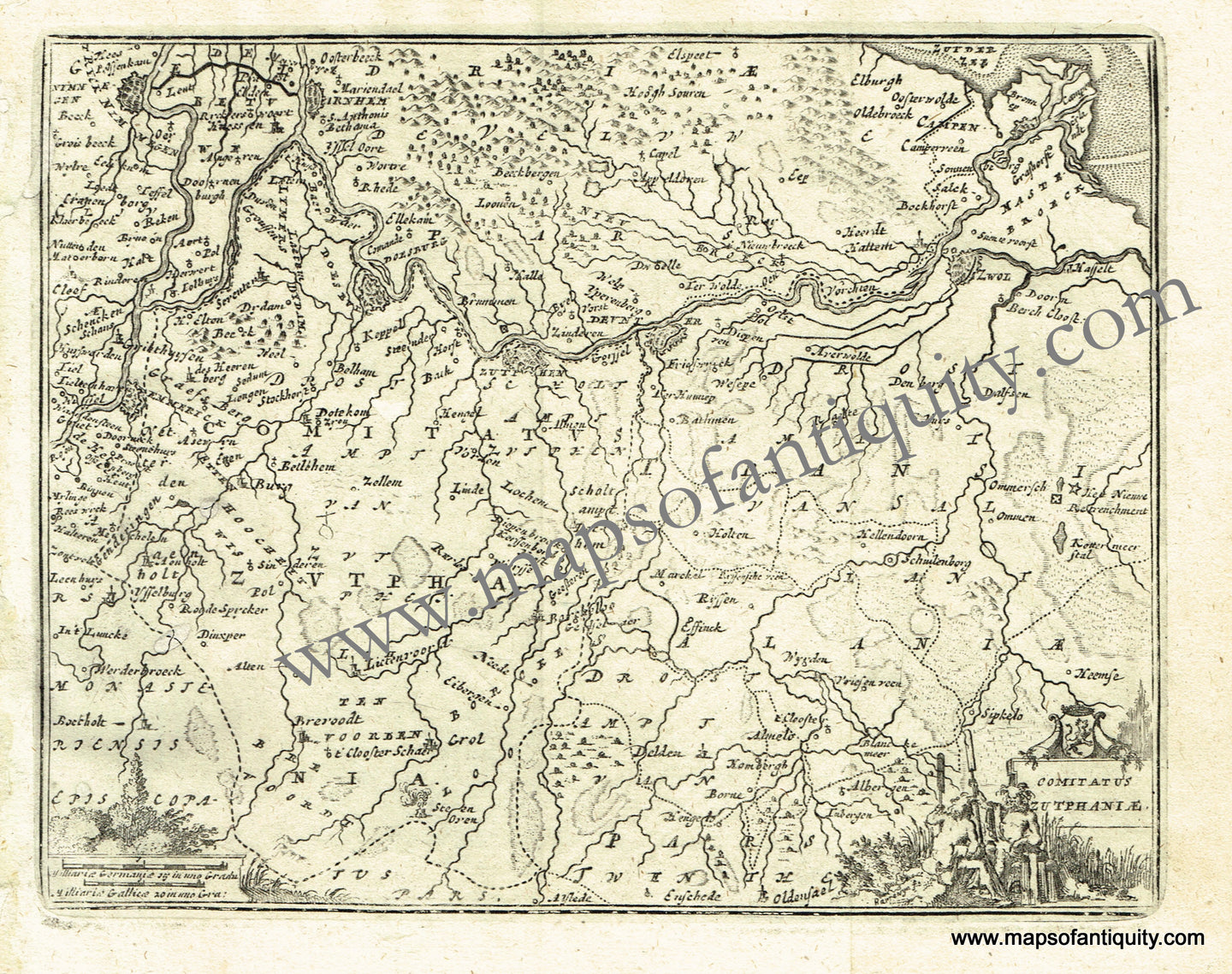 Antique-Black-and-White-Map-Comitatus-Zutphaniae-(Part-of-the-Netherlands)-Europe-Netherlands-1725-De-Aefferden-Maps-Of-Antiquity