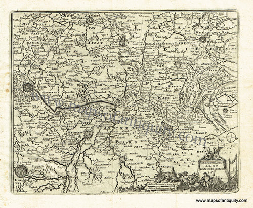 Antique-Black-and-White-Map-Marchionatus-S.I.-et-Dom.-Mechelini-(Part-of-Belgium)-Europe-Belgium-1725-De-Aefferden-Maps-Of-Antiquity
