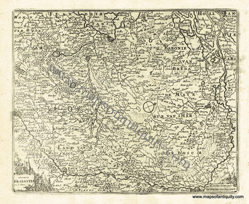 Antique-Black-and-White-Map-Ducatus-Brabantiae-(Part-of-Belgium)-Europe-Belgium-1725-De-Aefferden-Maps-Of-Antiquity