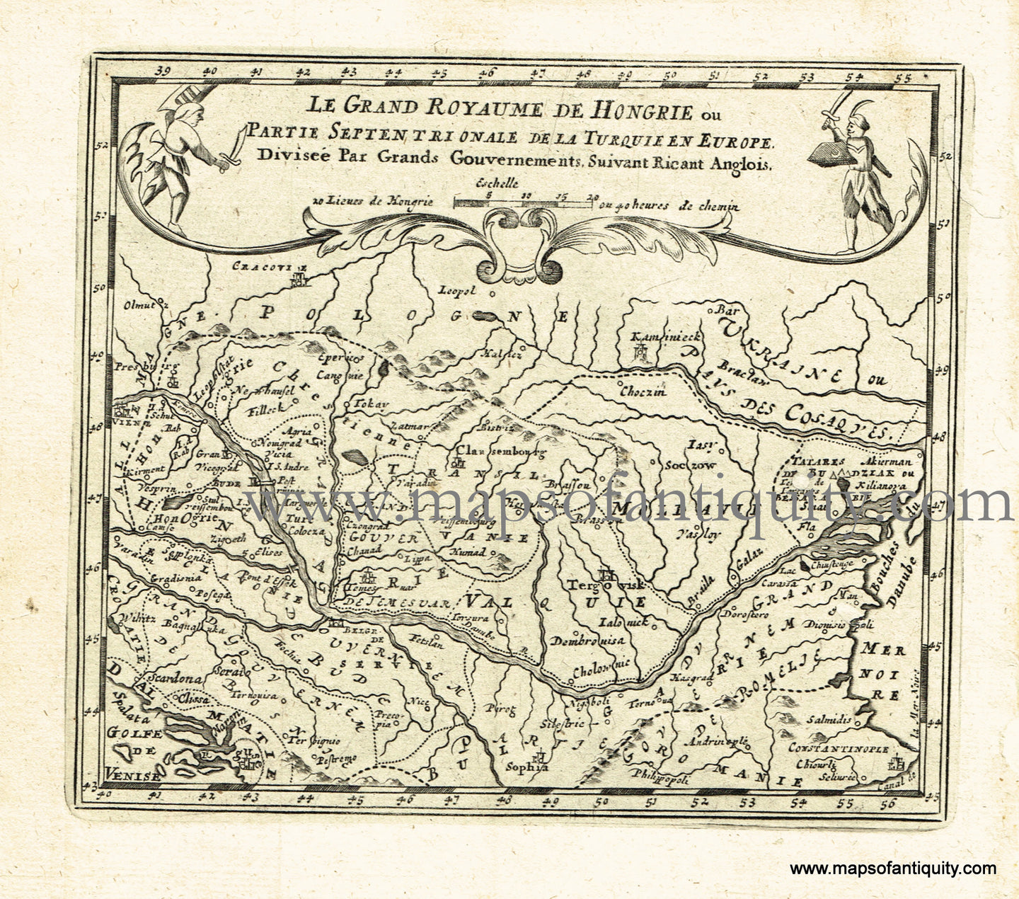 Antique-Black-and-White-Map-Le-Grand-Royaume-de-Hongrie-ou-Partie-Septentrionale-de-la-Turquie-en-Europe-(The-Balkans)-Europe-Hungary-1725-De-Aefferden-Maps-Of-Antiquity