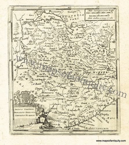 Antique-Black-and-White-Map-Ducatus-Saboudiae-Principatus-Pedemontit-Comitatus-Nicaeensis-(Border-of-France-and-Italy)-Europe-France-1725-De-Aefferden-Maps-Of-Antiquity