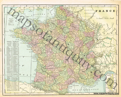 Antique-Printed-Color-Map-France-verso:-Spain-&-Portugal-Europe-France-Spain-&-Portugal-1900-Cram-Maps-Of-Antiquity